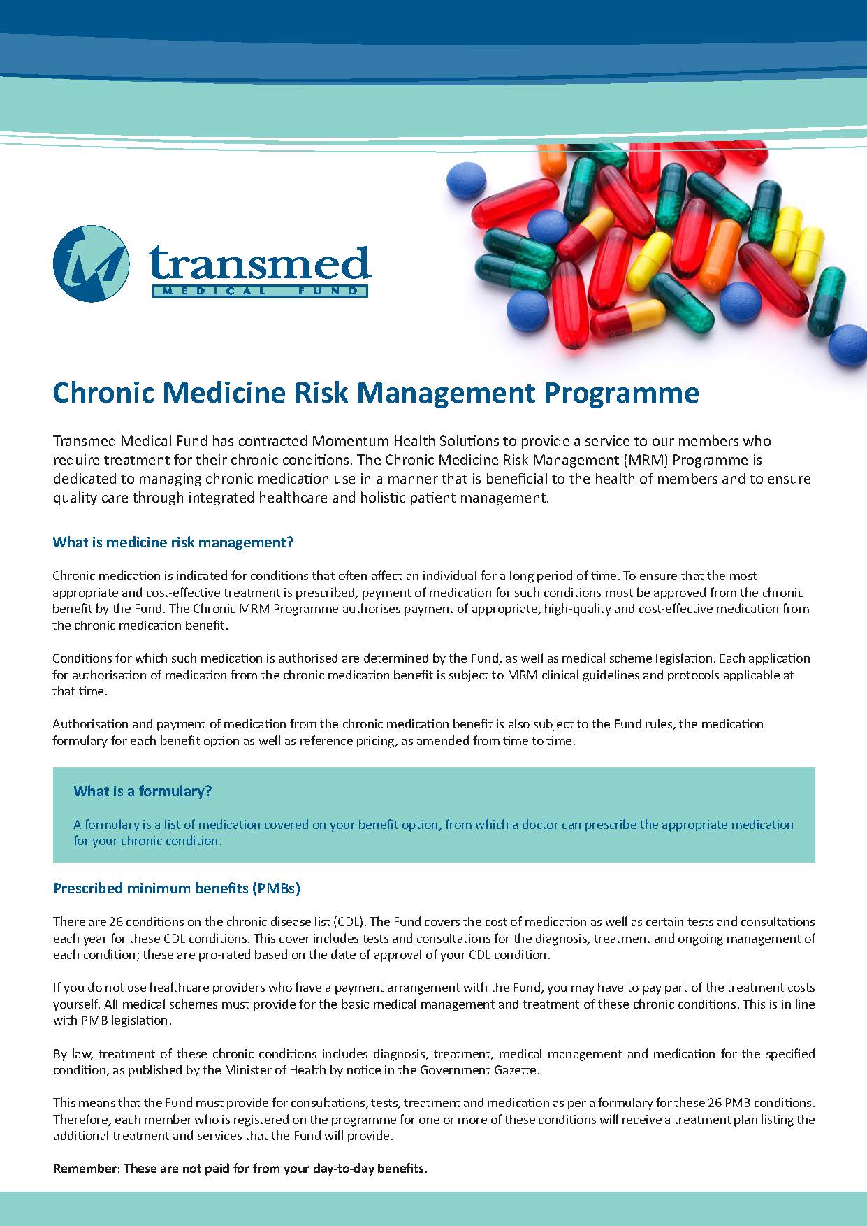 Chronic Medicine Risk Management Programme information leaflet